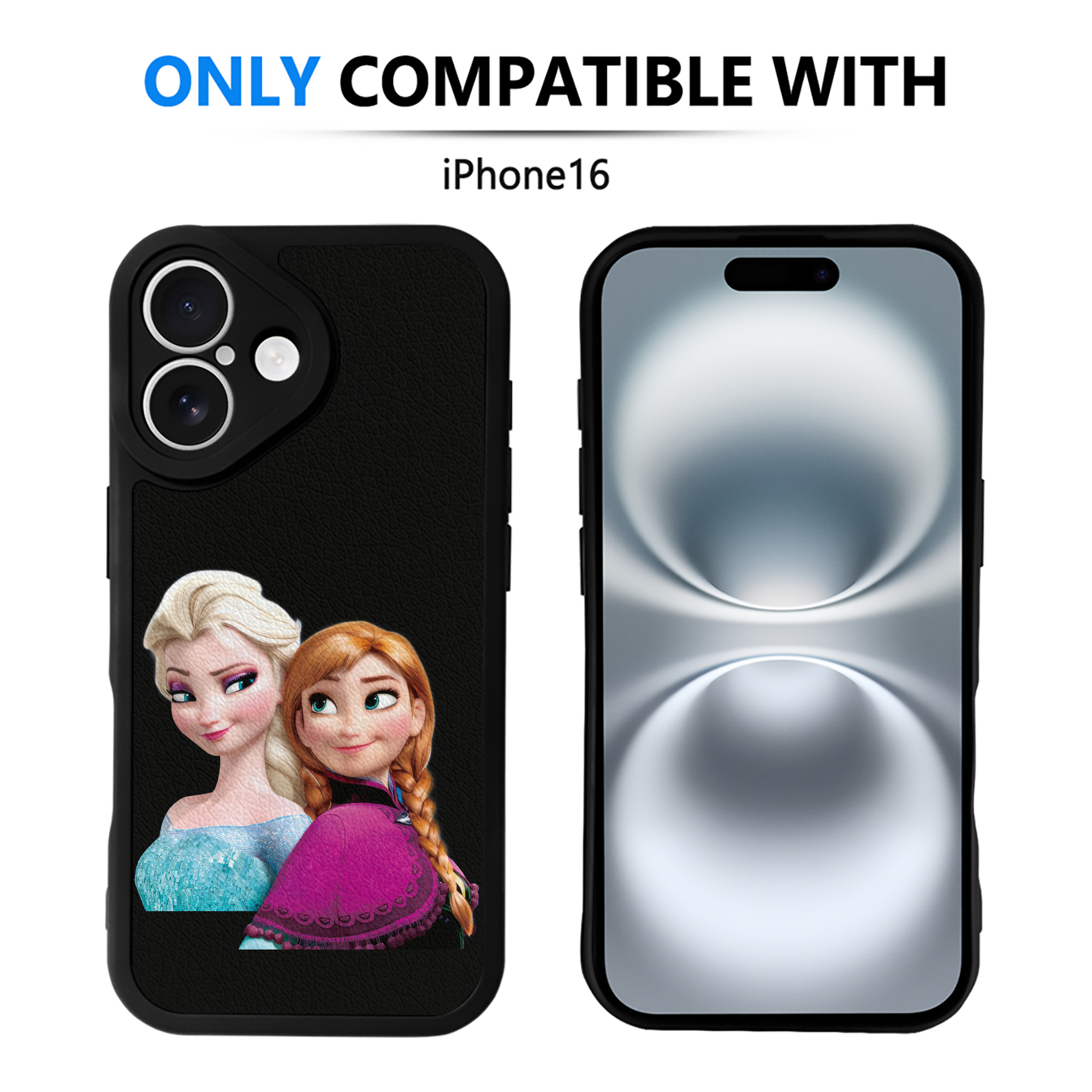 （画像用） アナと雪の女王 アンナ エルサ Frozen Anna Elsa 【iPhone 16シリーズ対応】シリコンスマホケース（レザー調） 材質：シリコン